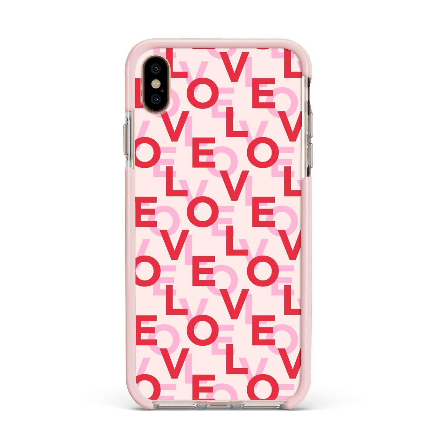 Love Valentine Apple iPhone Xs Max Impact Case Pink Edge on Gold Phone