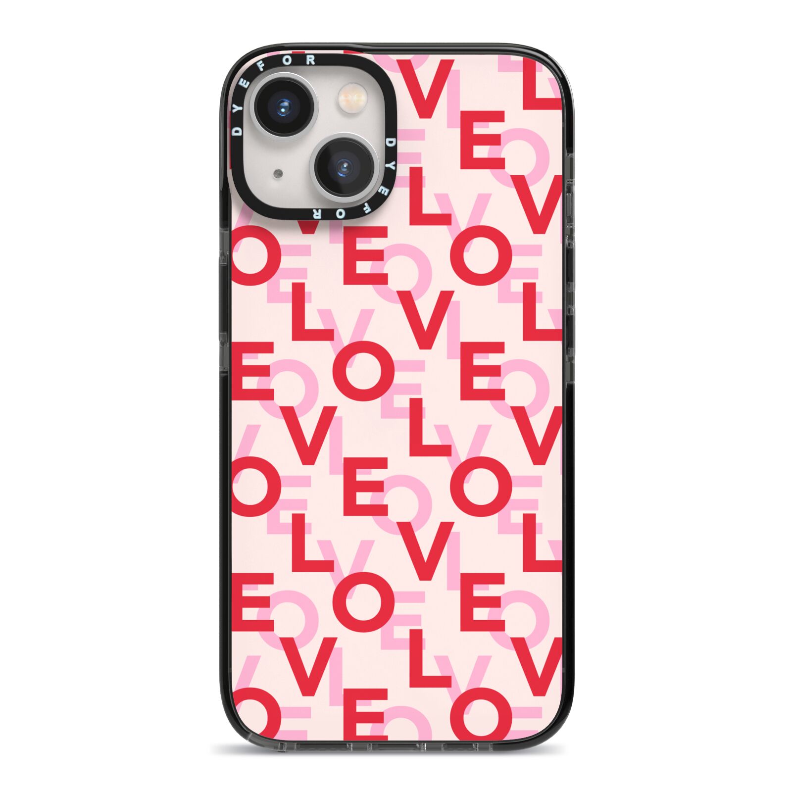 Love Valentine iPhone 13 Black Impact Case on Silver phone