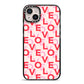 Love Valentine iPhone 14 Plus Black Impact Case on Silver phone