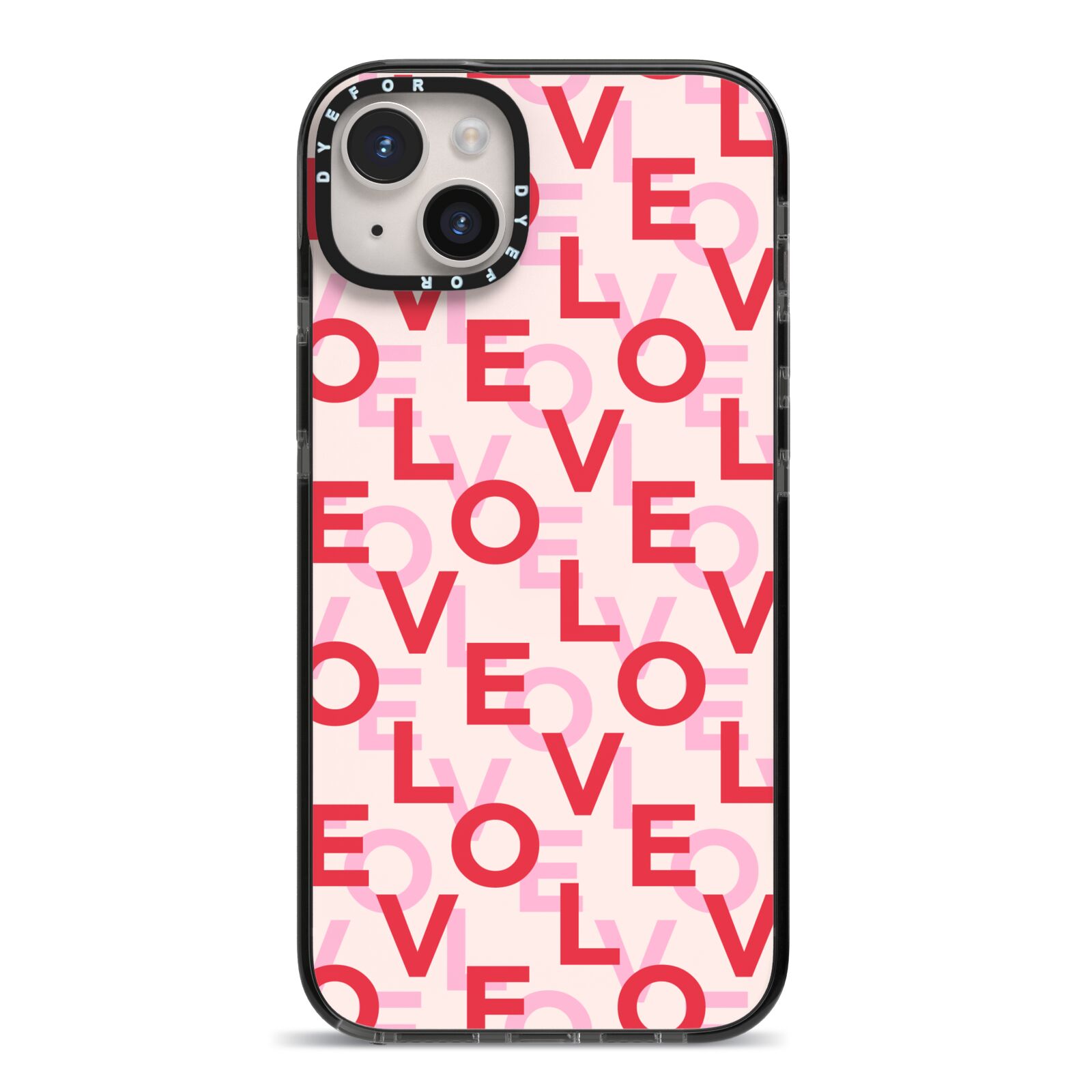 Love Valentine iPhone 14 Plus Black Impact Case on Silver phone