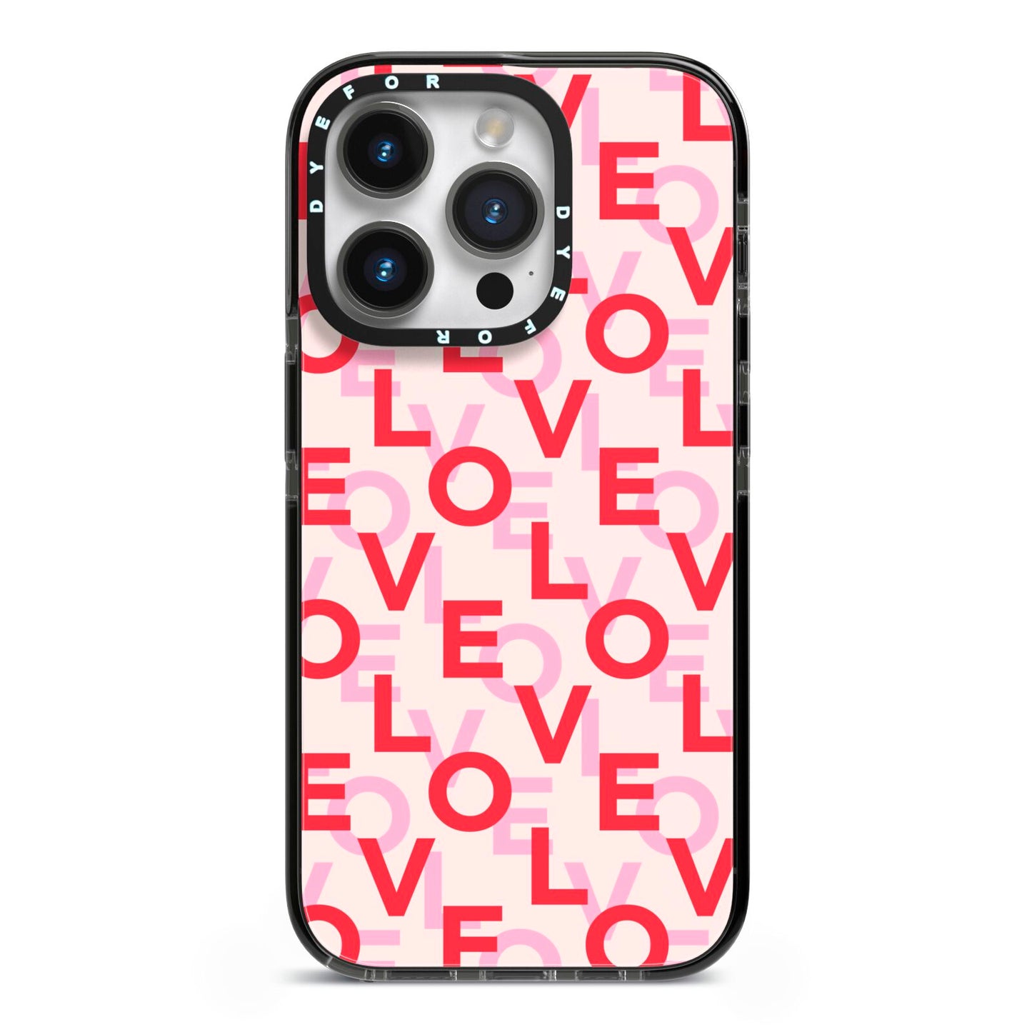 Love Valentine iPhone 14 Pro Black Impact Case on Silver phone