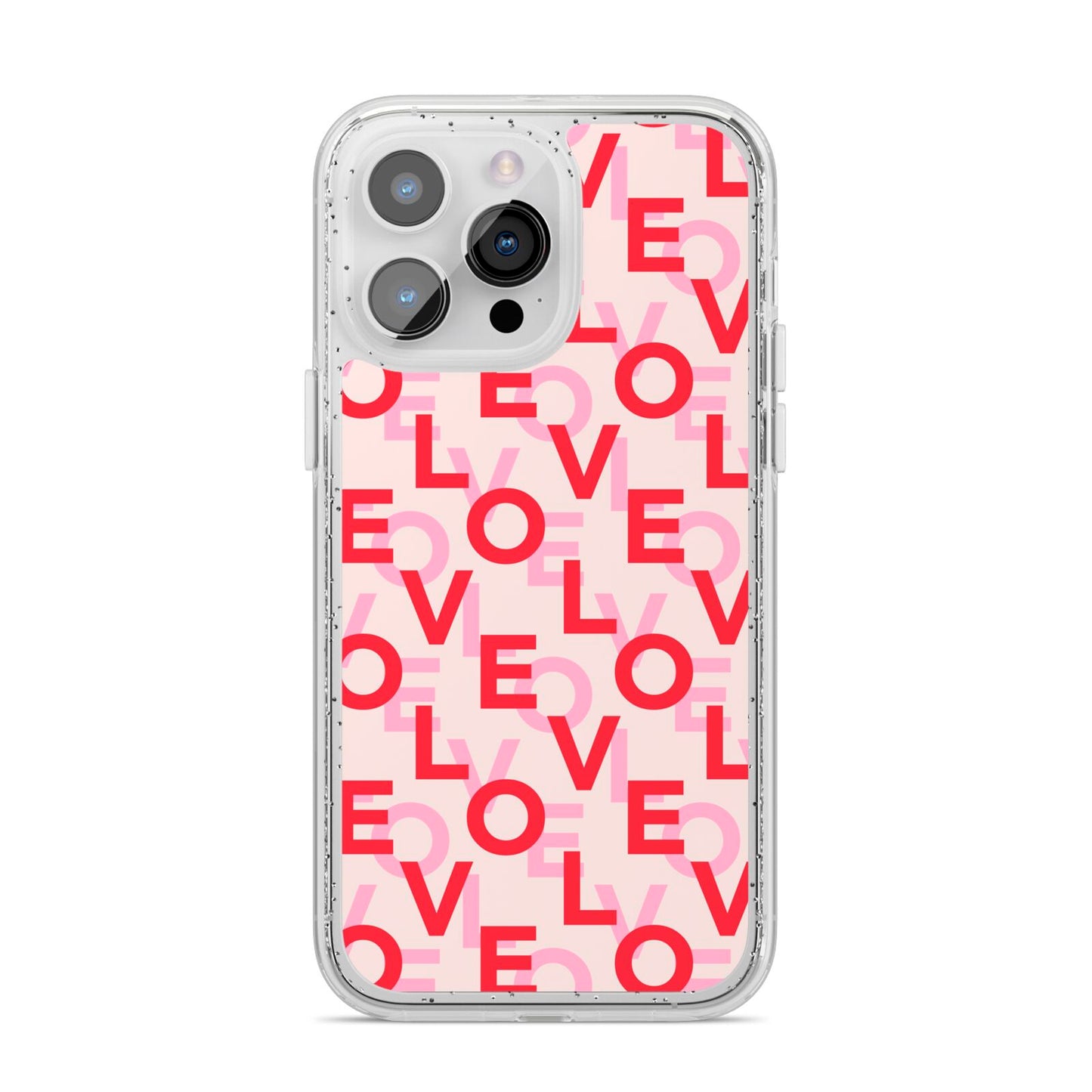 Love Valentine iPhone 14 Pro Max Glitter Tough Case Silver