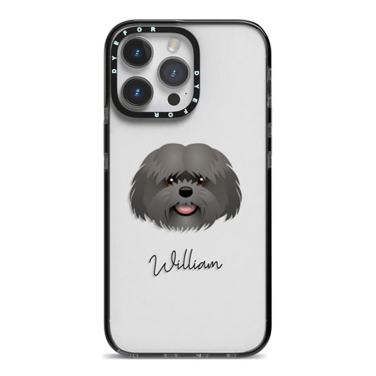 Mal Shi Personalised iPhone 14 Pro Max Black Impact Case on Silver phone