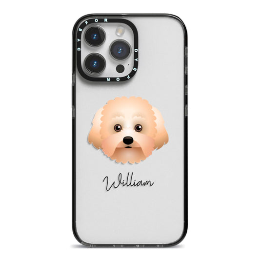 Malti Poo Personalised iPhone 14 Pro Max Black Impact Case on Silver phone