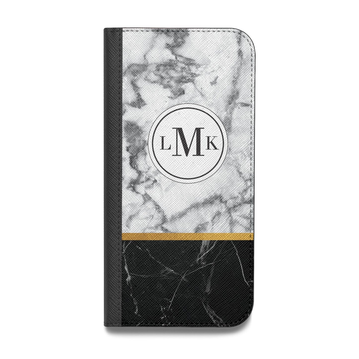 Marble Initials Geometric Personalised Vegan Leather Flip Samsung Case