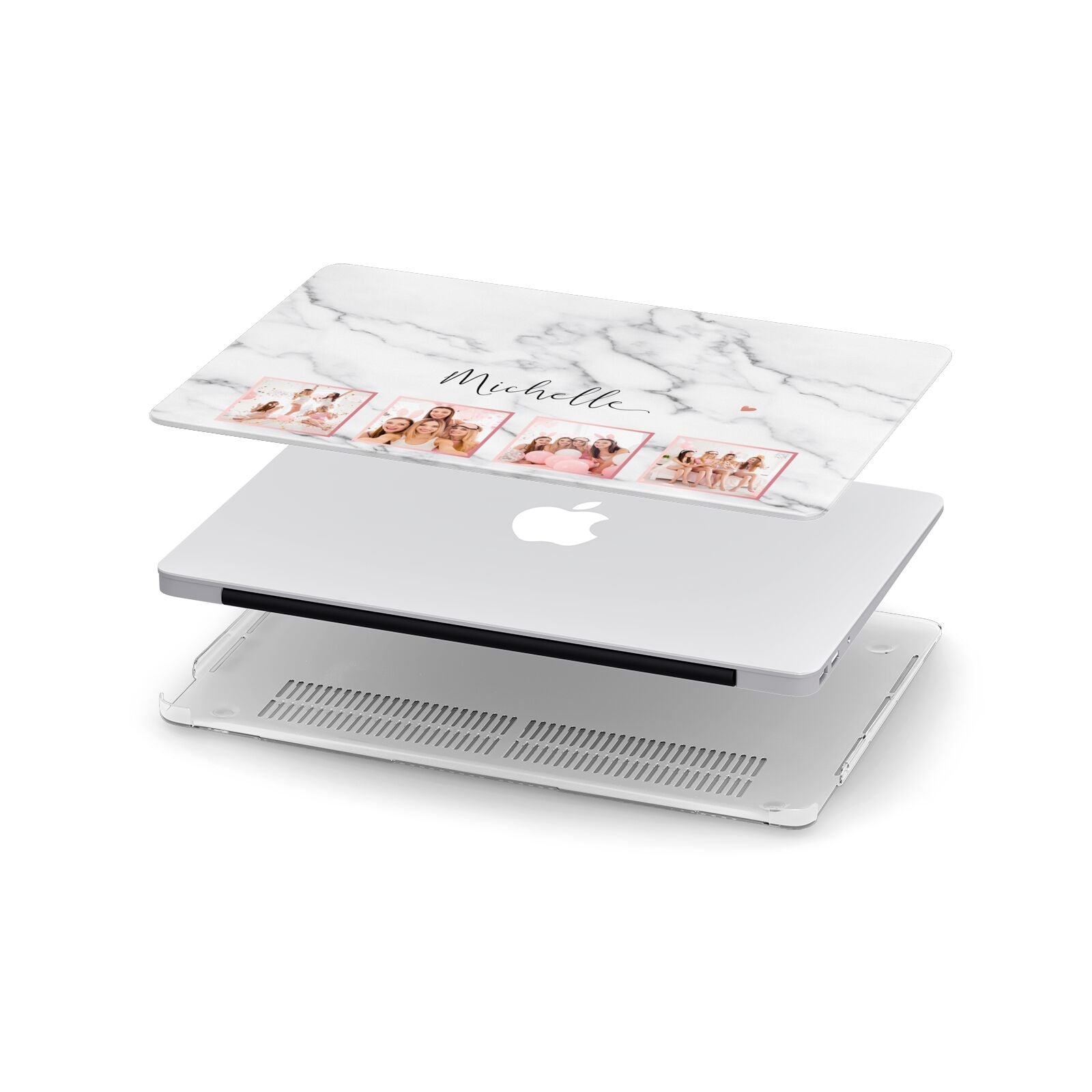 Marble Photo Strip Personalised Apple MacBook Case in Detail