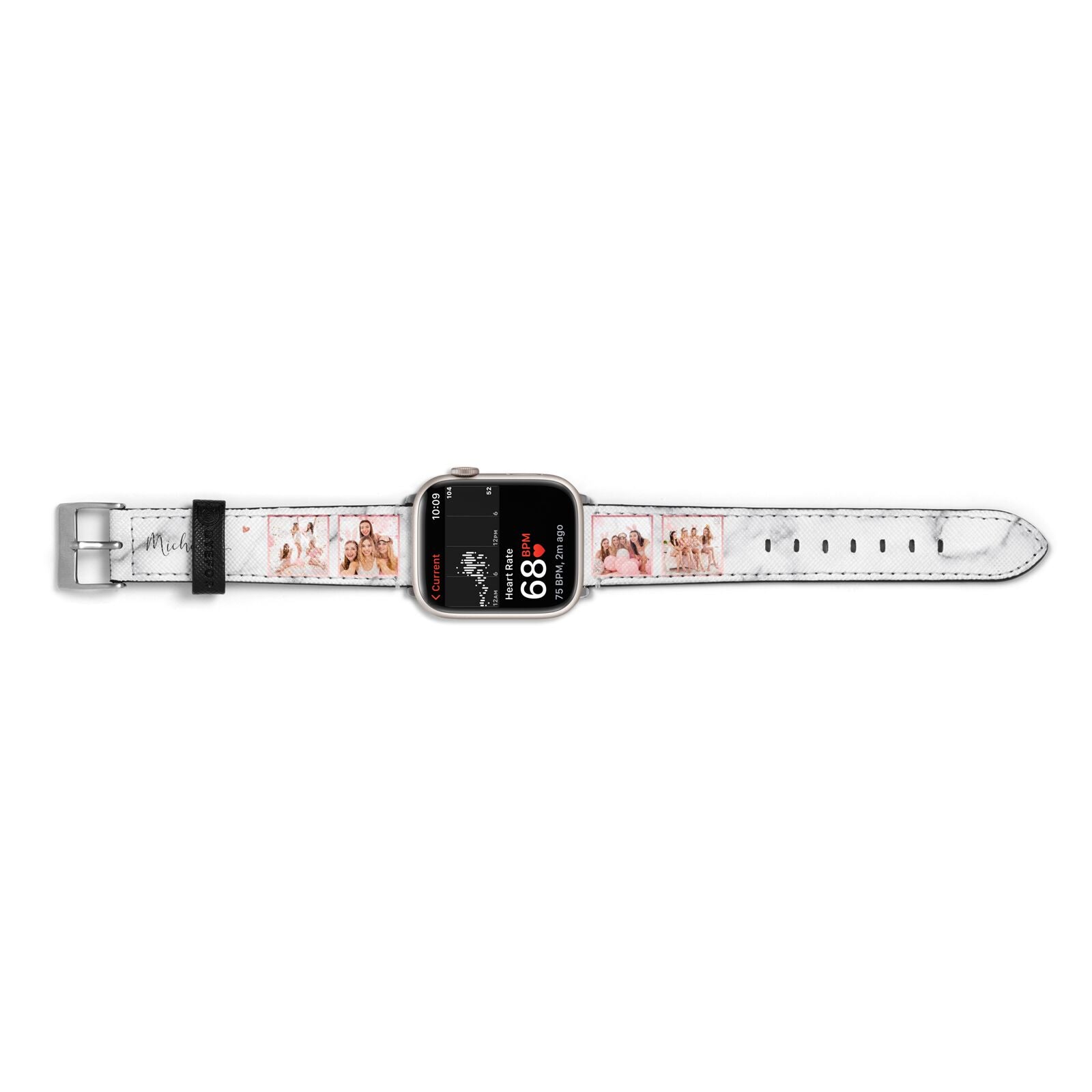 Marble Photo Strip Personalised Apple Watch Strap Size 38mm Landscape Image Silver Hardware