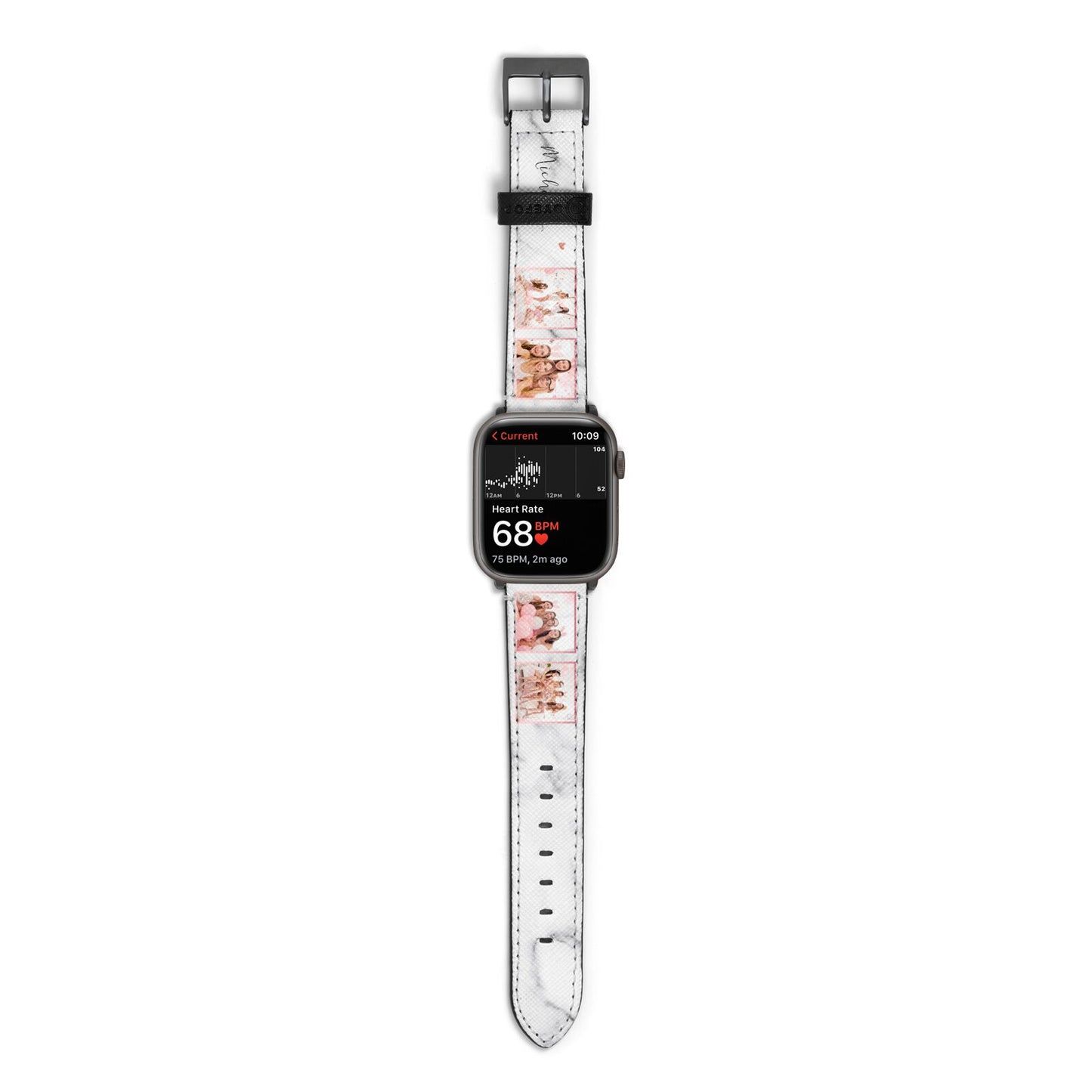 Marble Photo Strip Personalised Apple Watch Strap Size 38mm with Space Grey Hardware