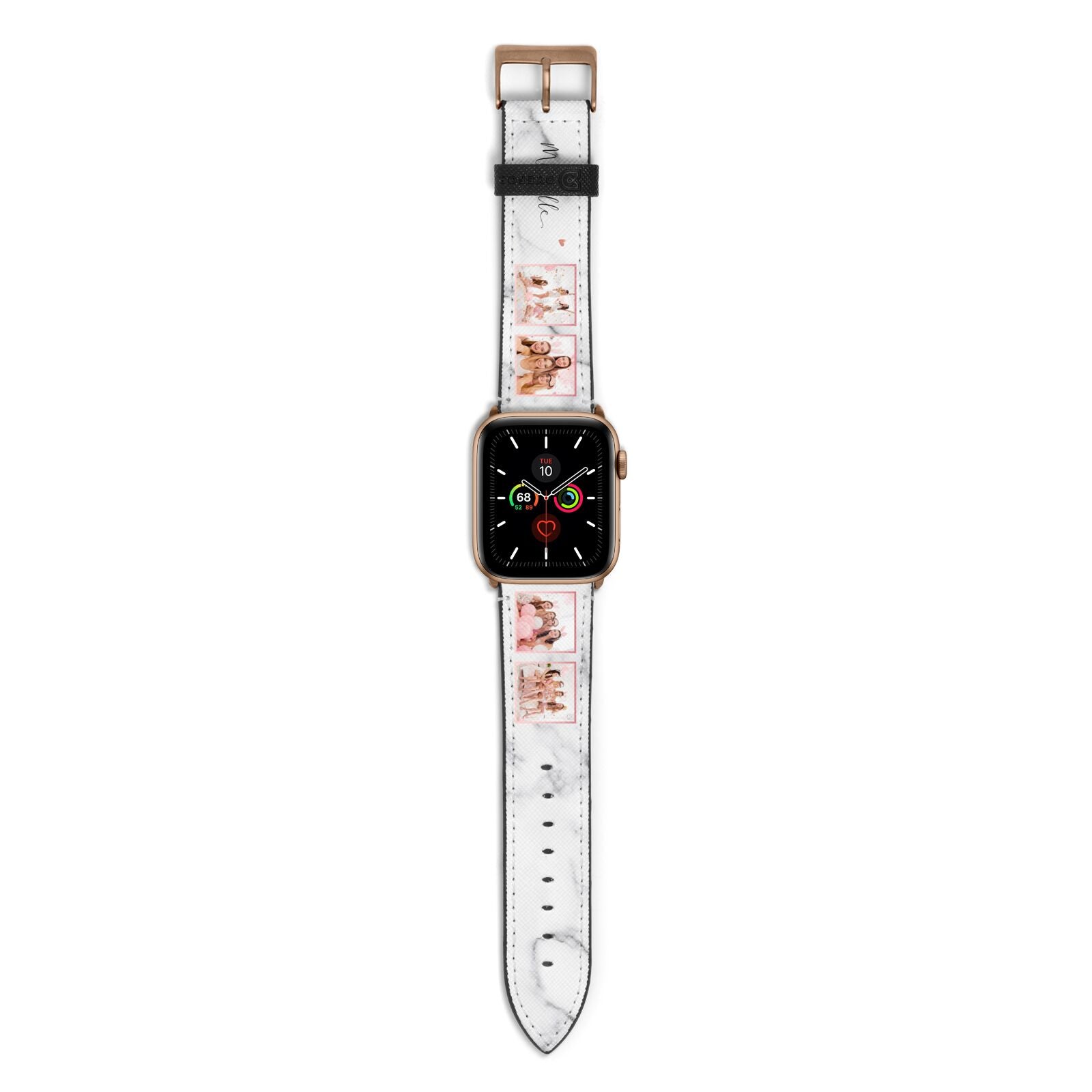 Marble Photo Strip Personalised Apple Watch Strap with Gold Hardware