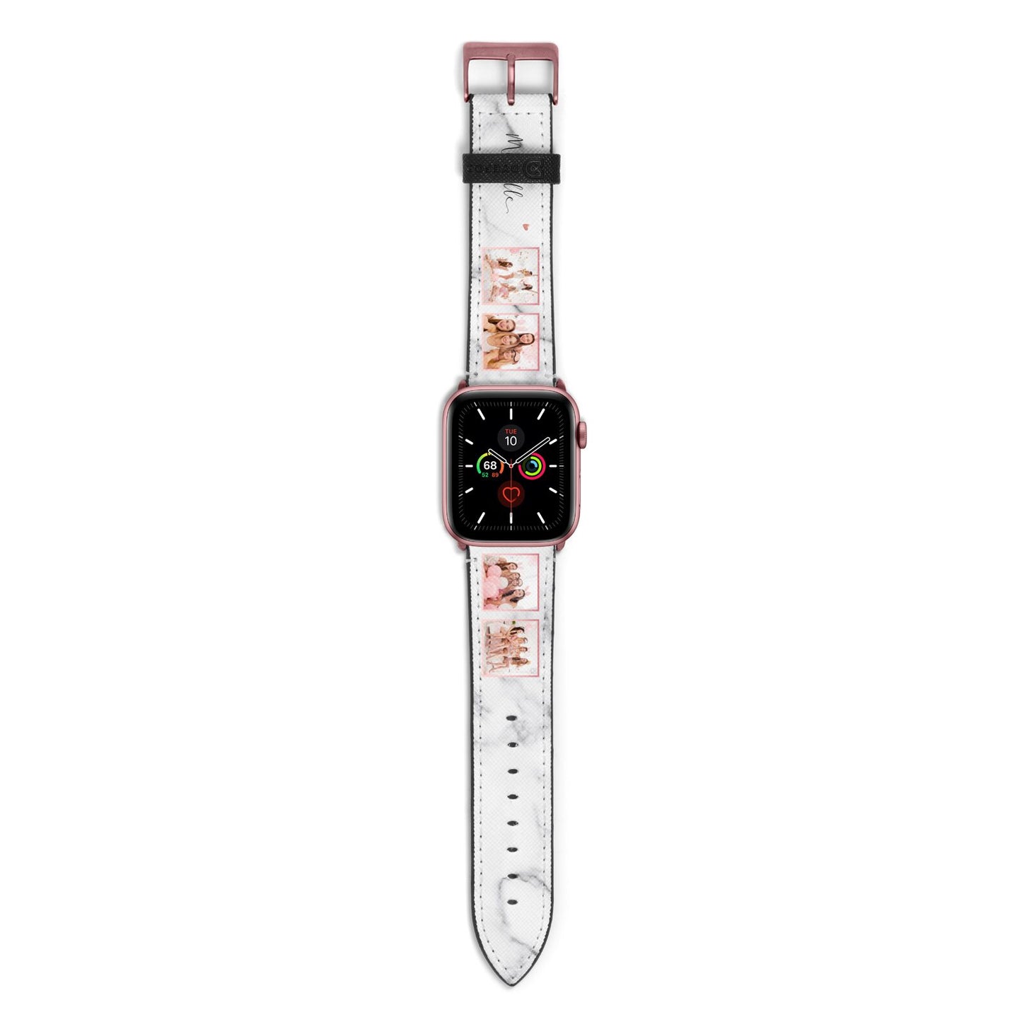 Marble Photo Strip Personalised Apple Watch Strap with Rose Gold Hardware