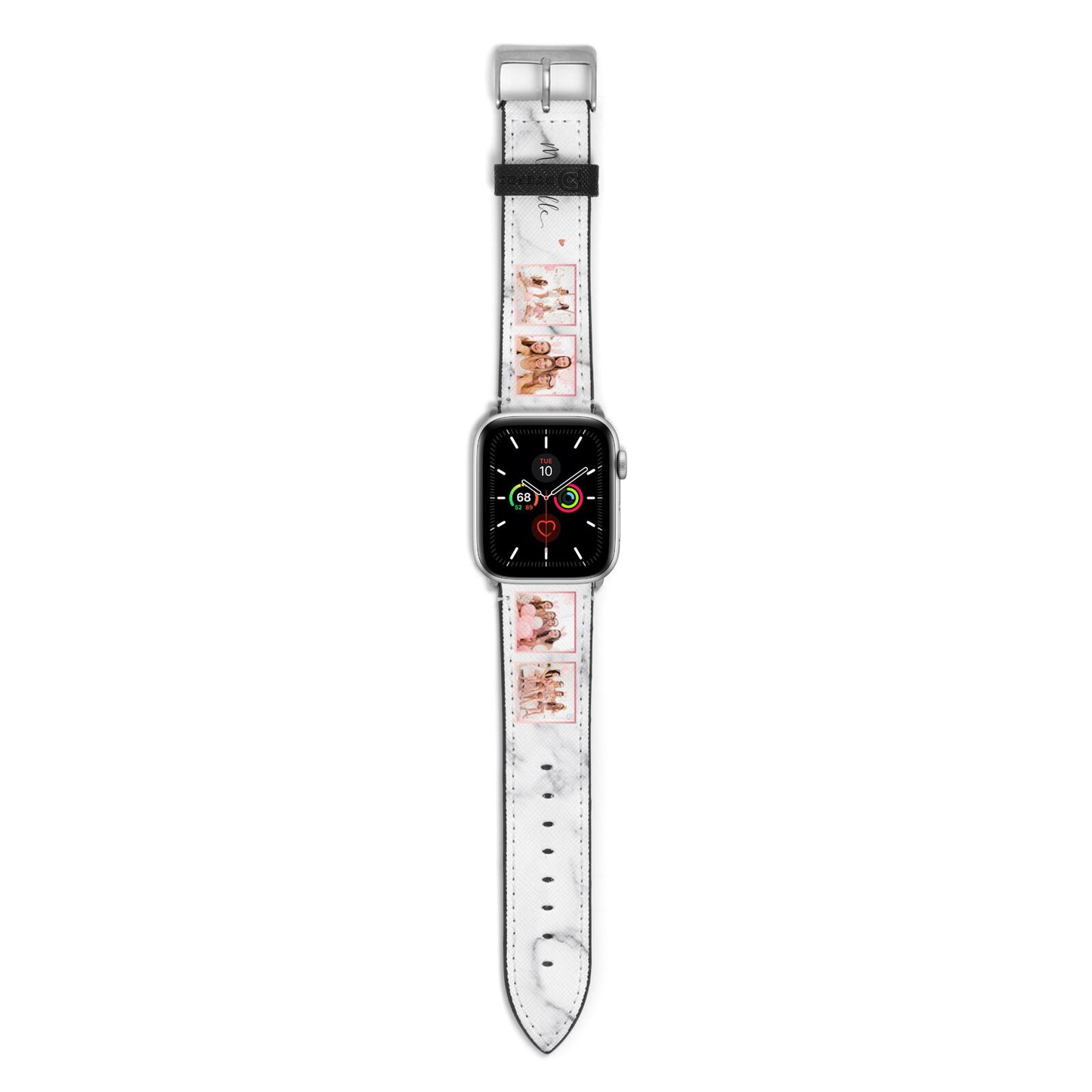 Marble Photo Strip Personalised Apple Watch Strap with Silver Hardware