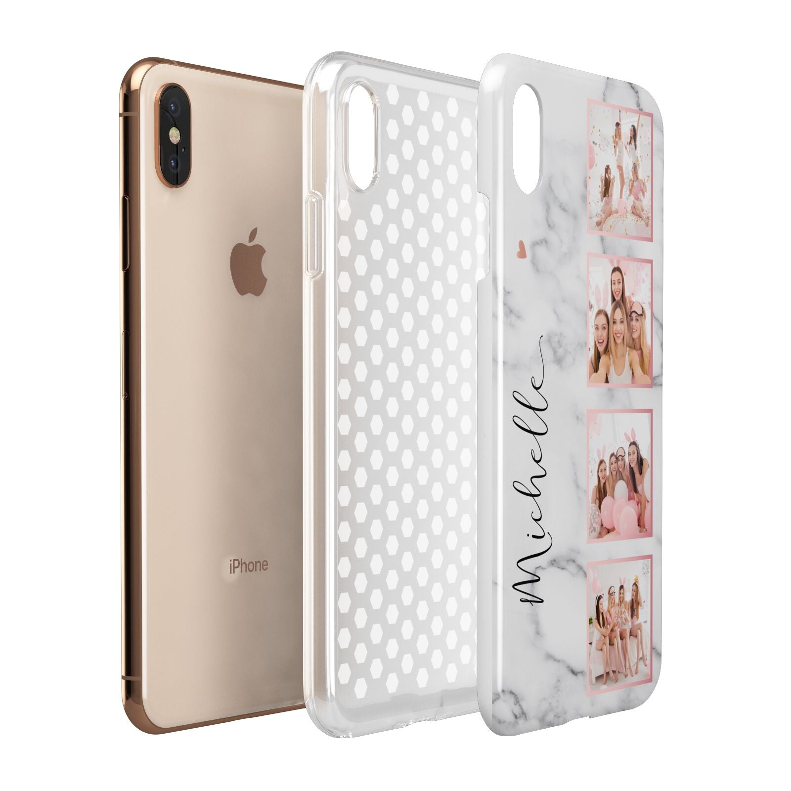 Marble Photo Strip Personalised Apple iPhone Xs Max 3D Tough Case Expanded View