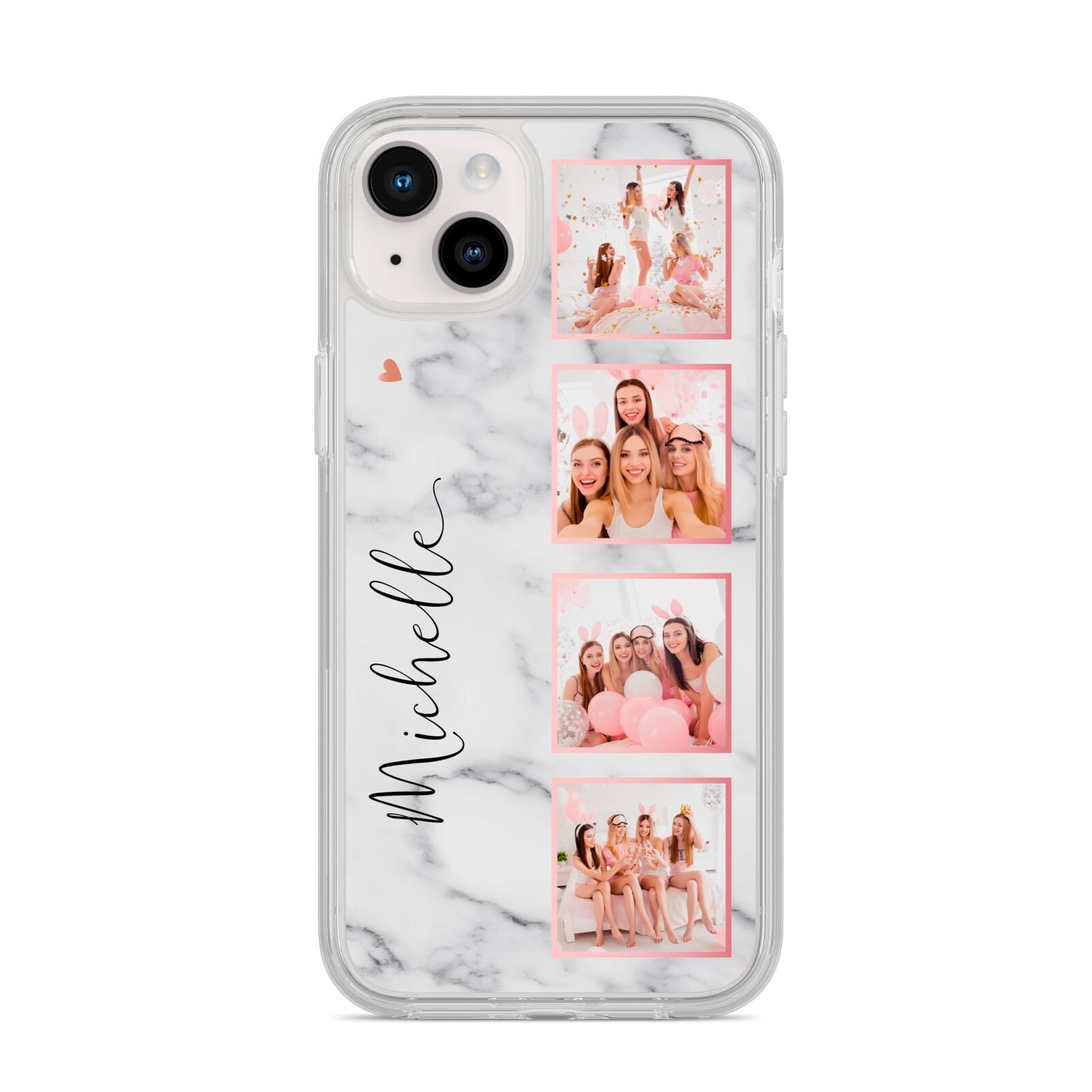 Marble Photo Strip Personalised iPhone 14 Plus Clear Tough Case Starlight