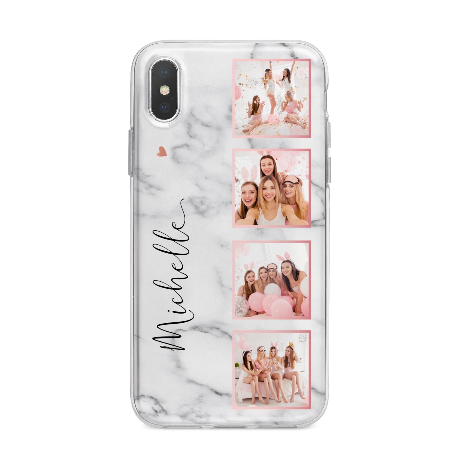 Marble Photo Strip Personalised iPhone X Bumper Case on Silver iPhone Alternative Image 1