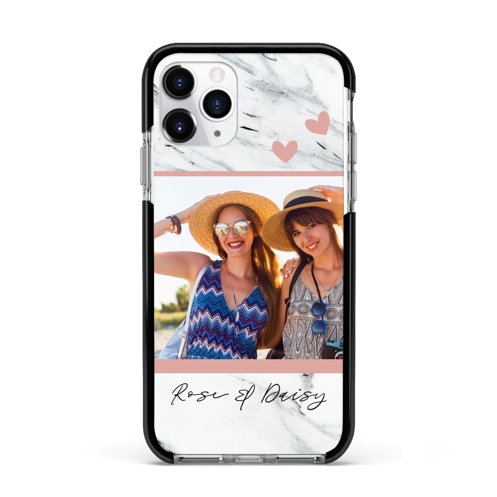Marble Photo Upload with Text Apple iPhone 11 Pro in Silver with Black Impact Case