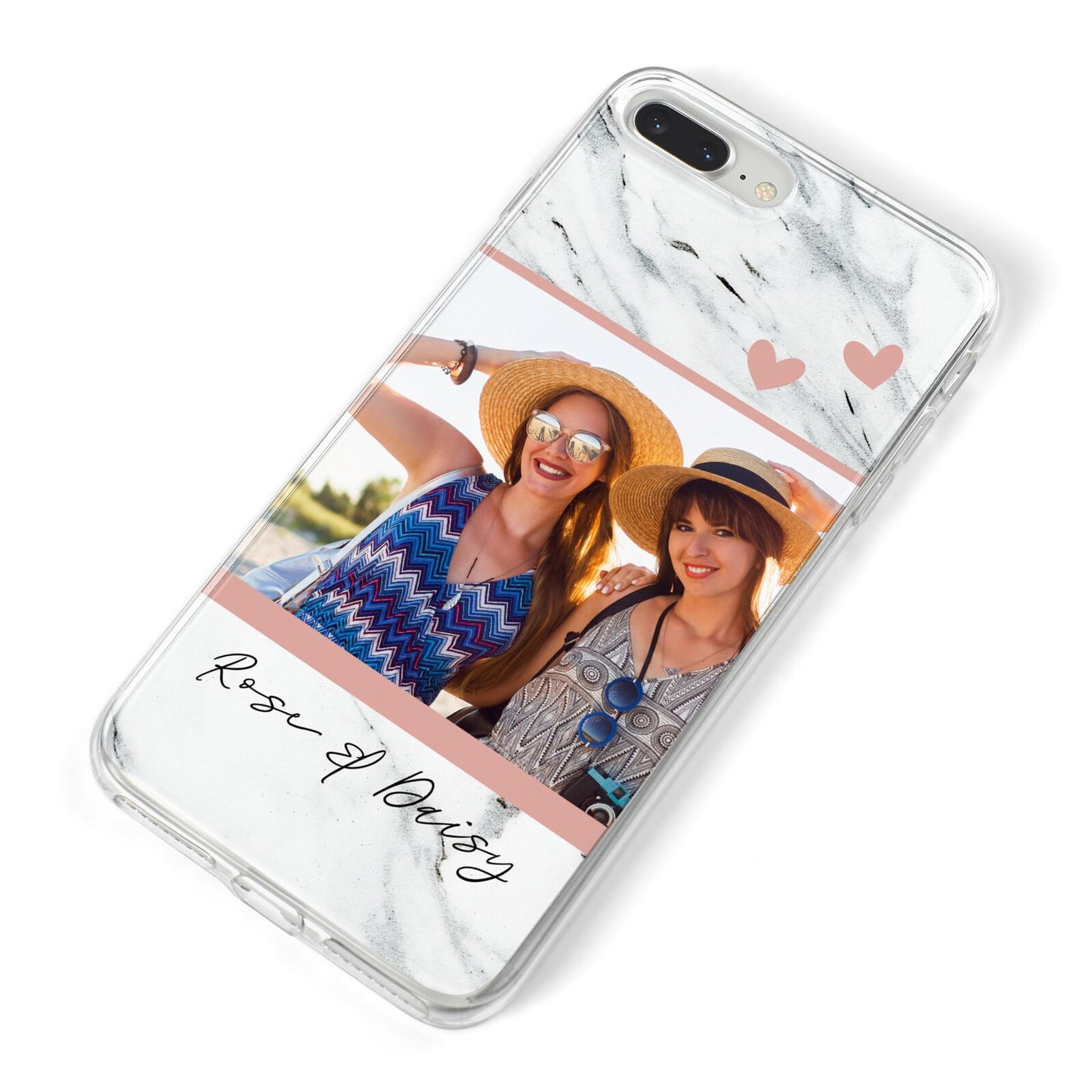Marble Photo Upload with Text iPhone 8 Plus Bumper Case on Silver iPhone Alternative Image