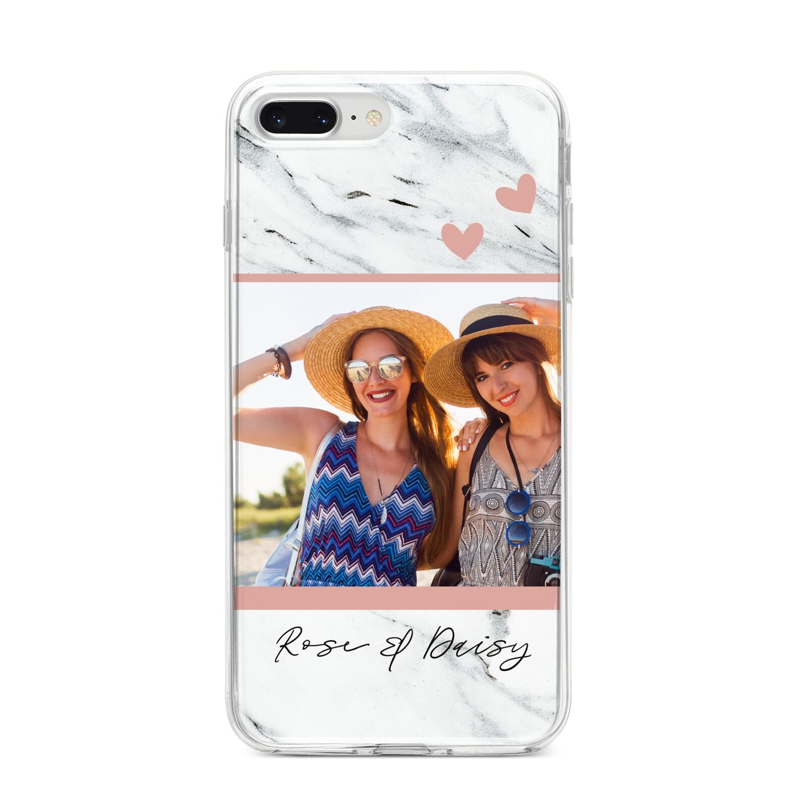 Marble Photo Upload with Text iPhone 8 Plus Bumper Case on Silver iPhone