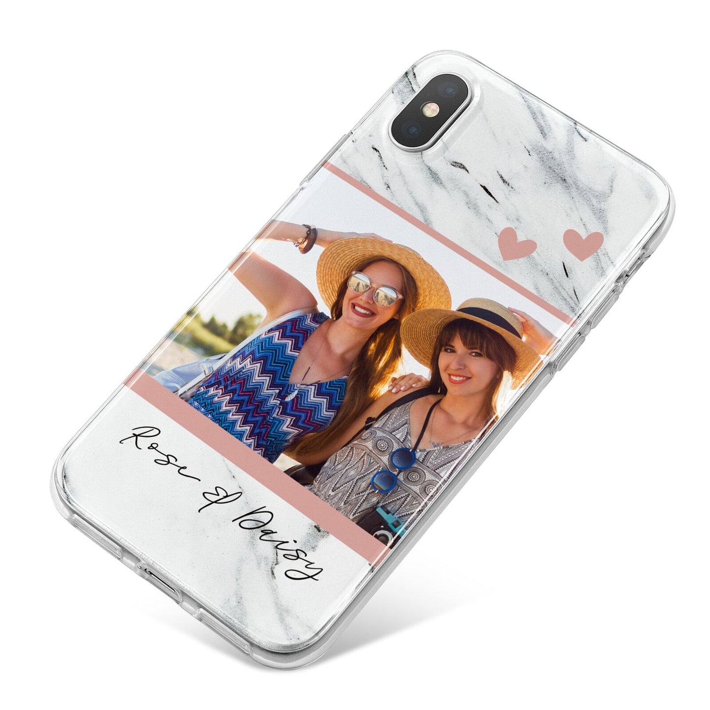 Marble Photo Upload with Text iPhone X Bumper Case on Silver iPhone