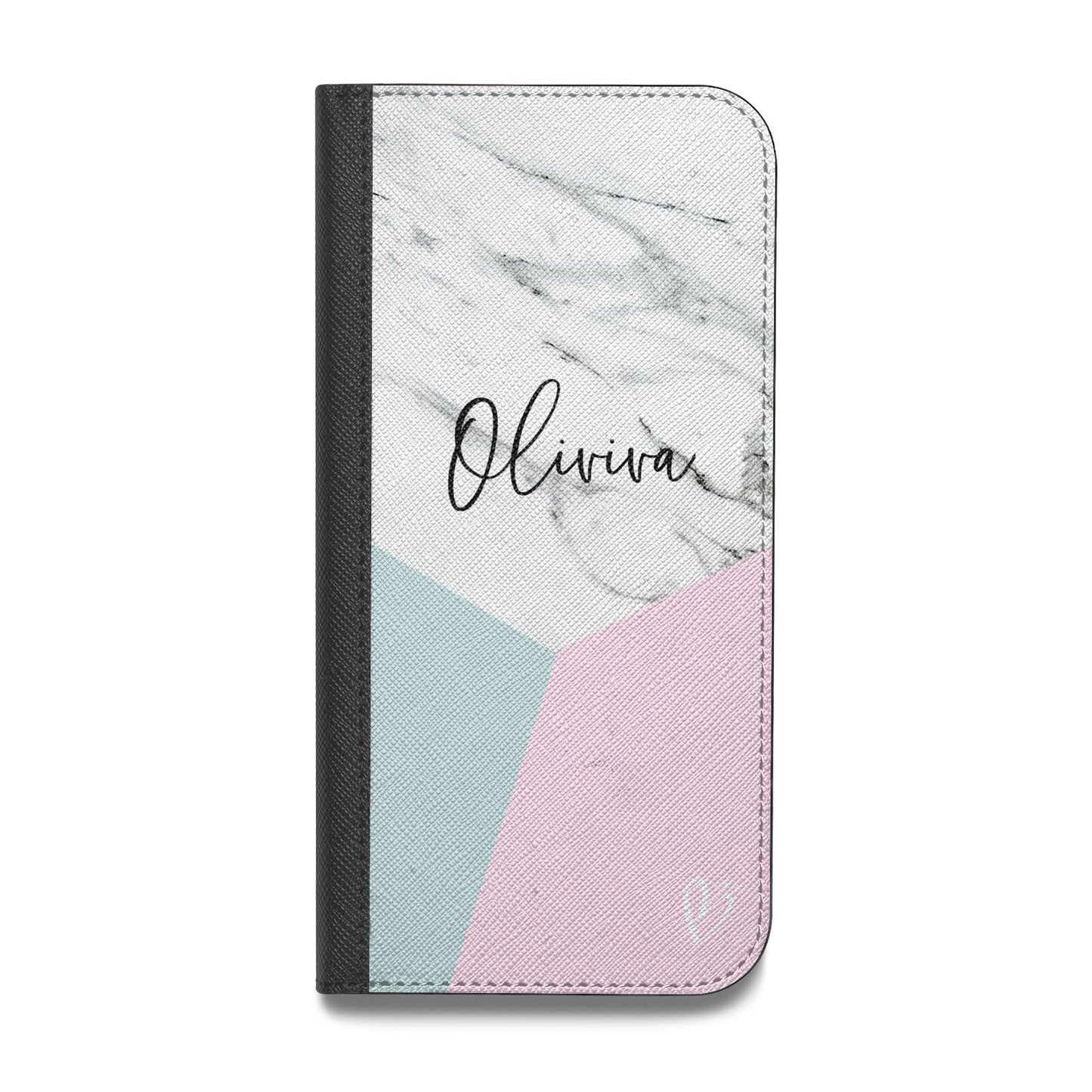Marble Pink Geometric Personalised Vegan Leather Flip Samsung Case