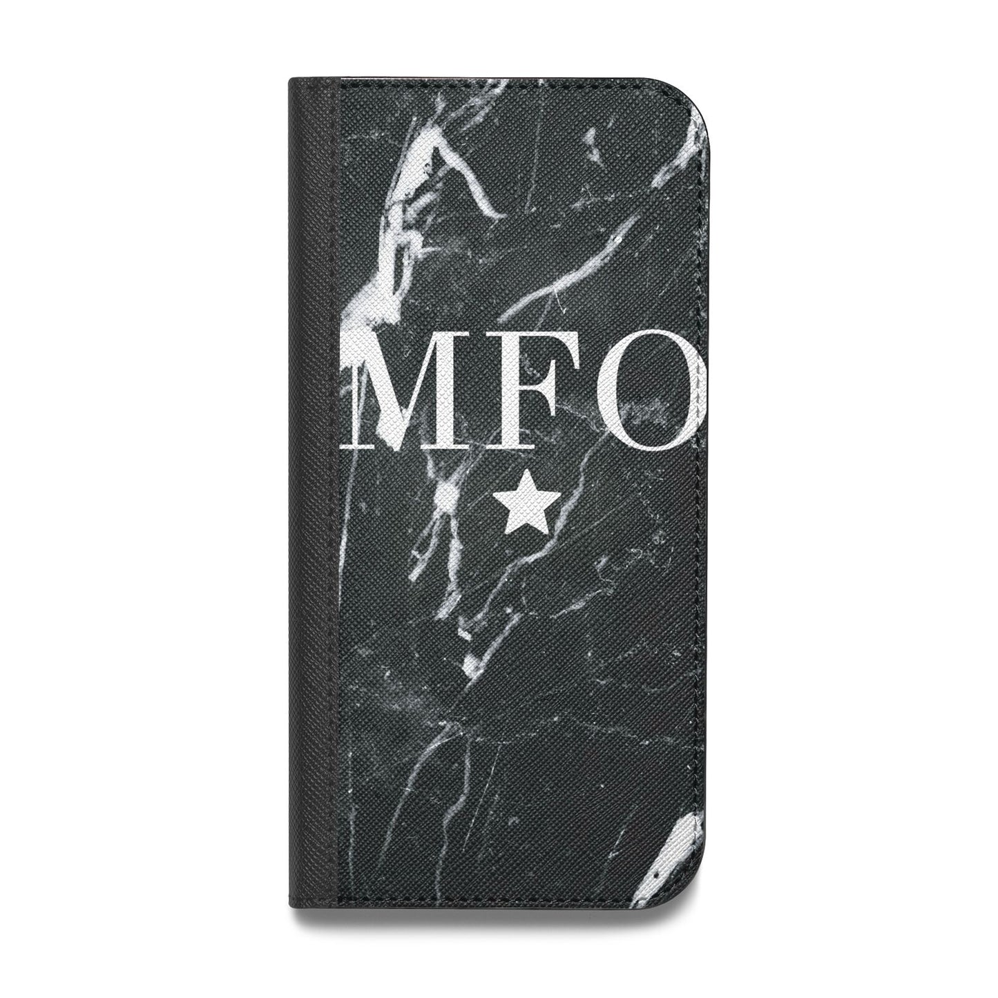 Marble Star Initials Personalised Vegan Leather Flip iPhone Case
