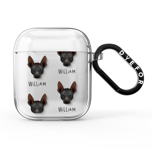 Mexican Hairless Icon with Name AirPods Clear Case