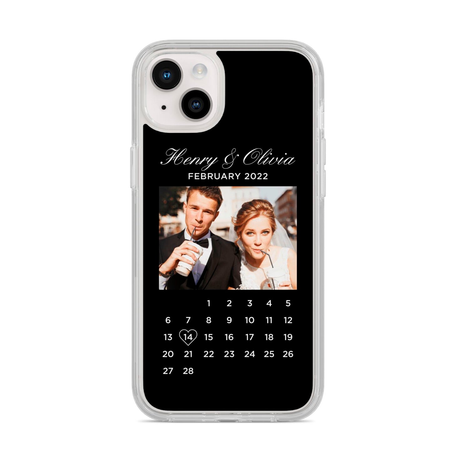 Milestone Date Personalised Photo iPhone 14 Plus Clear Tough Case Starlight
