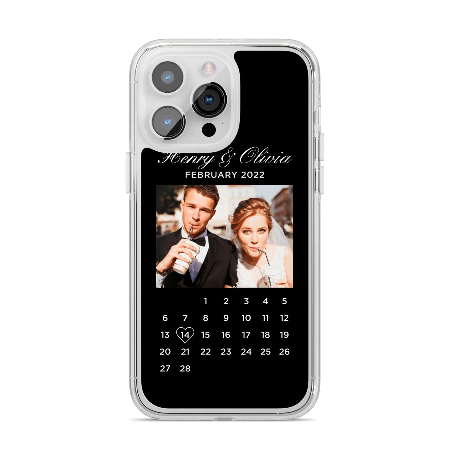 Milestone Date Personalised Photo iPhone 14 Pro Max Clear Tough Case Silver
