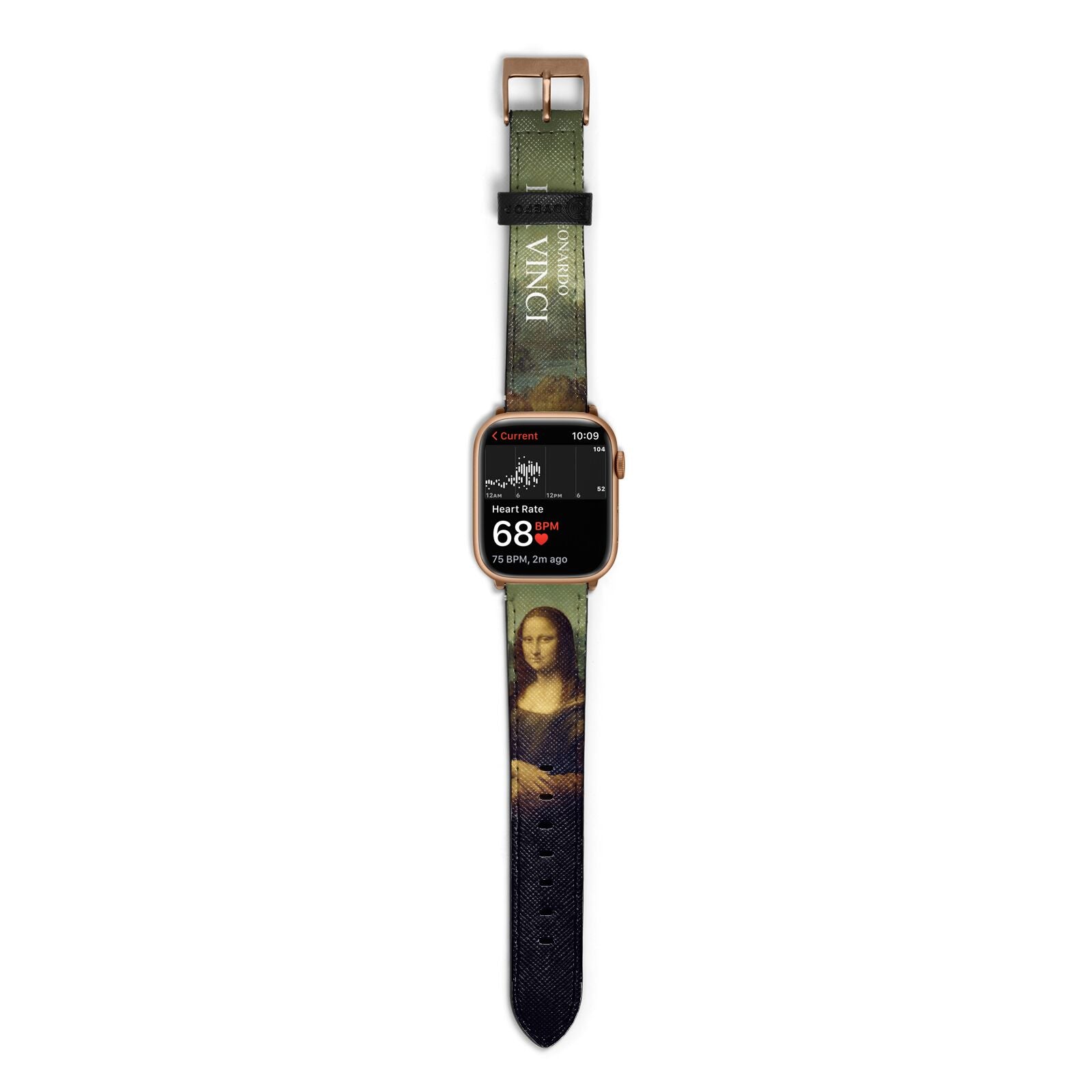 Mona Lisa By Da Vinci Apple Watch Strap Size 38mm with Gold Hardware