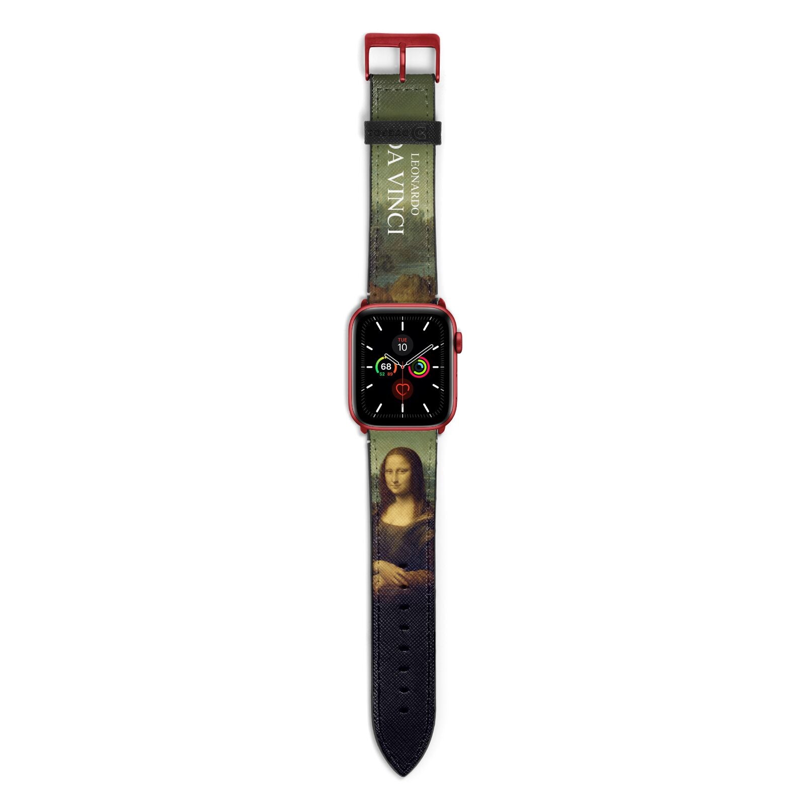 Mona Lisa By Da Vinci Apple Watch Strap with Red Hardware