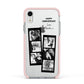Monochrome Anniversary Photo Strip with Name Apple iPhone XR Impact Case Pink Edge on Silver Phone