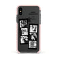 Monochrome Anniversary Photo Strip with Name Apple iPhone Xs Impact Case Pink Edge on Black Phone