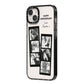Monochrome Anniversary Photo Strip with Name iPhone 14 Plus Black Impact Case Side Angle on Silver phone