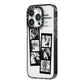 Monochrome Anniversary Photo Strip with Name iPhone 14 Pro Black Impact Case Side Angle on Silver phone