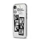 Monochrome Anniversary Photo Strip with Name iPhone 14 Pro Clear Tough Case Silver Angled Image