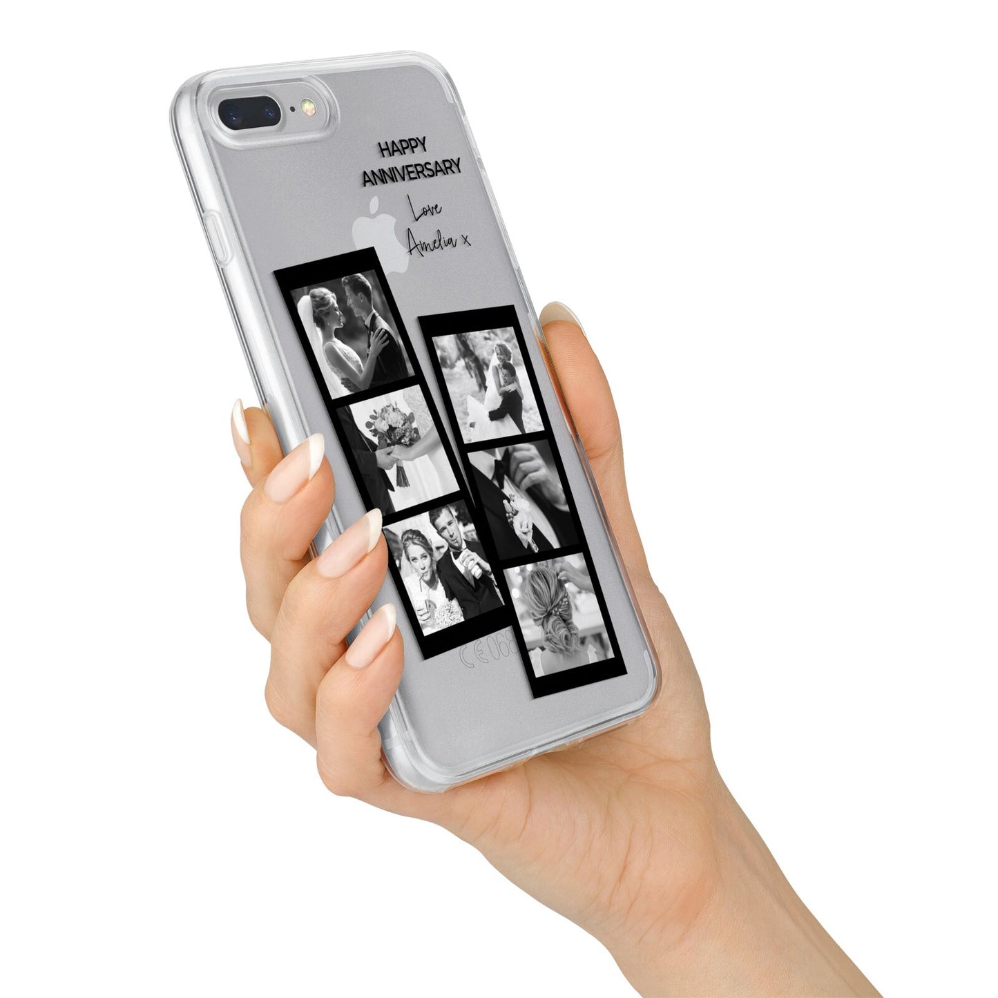 Monochrome Anniversary Photo Strip with Name iPhone 7 Plus Bumper Case on Silver iPhone Alternative Image