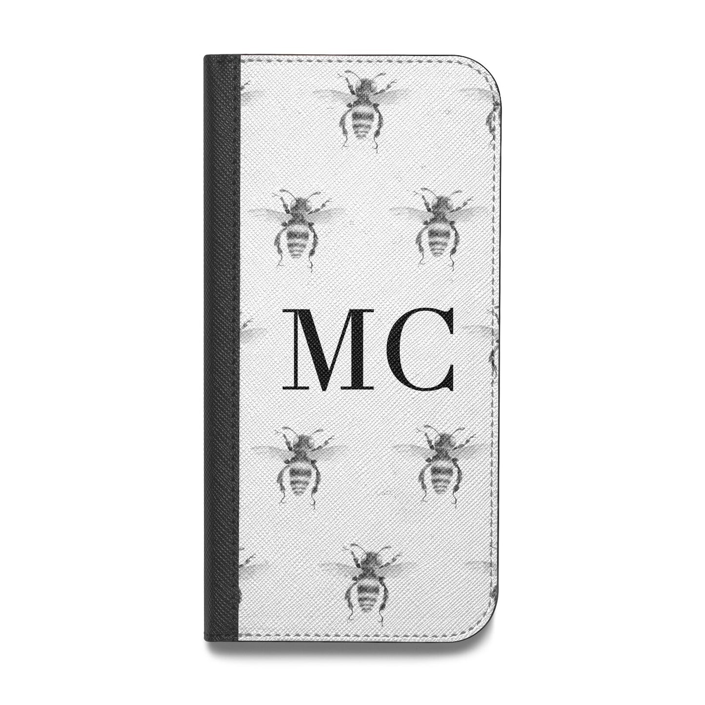 Monochrome Bees with Monogram Vegan Leather Flip Samsung Case