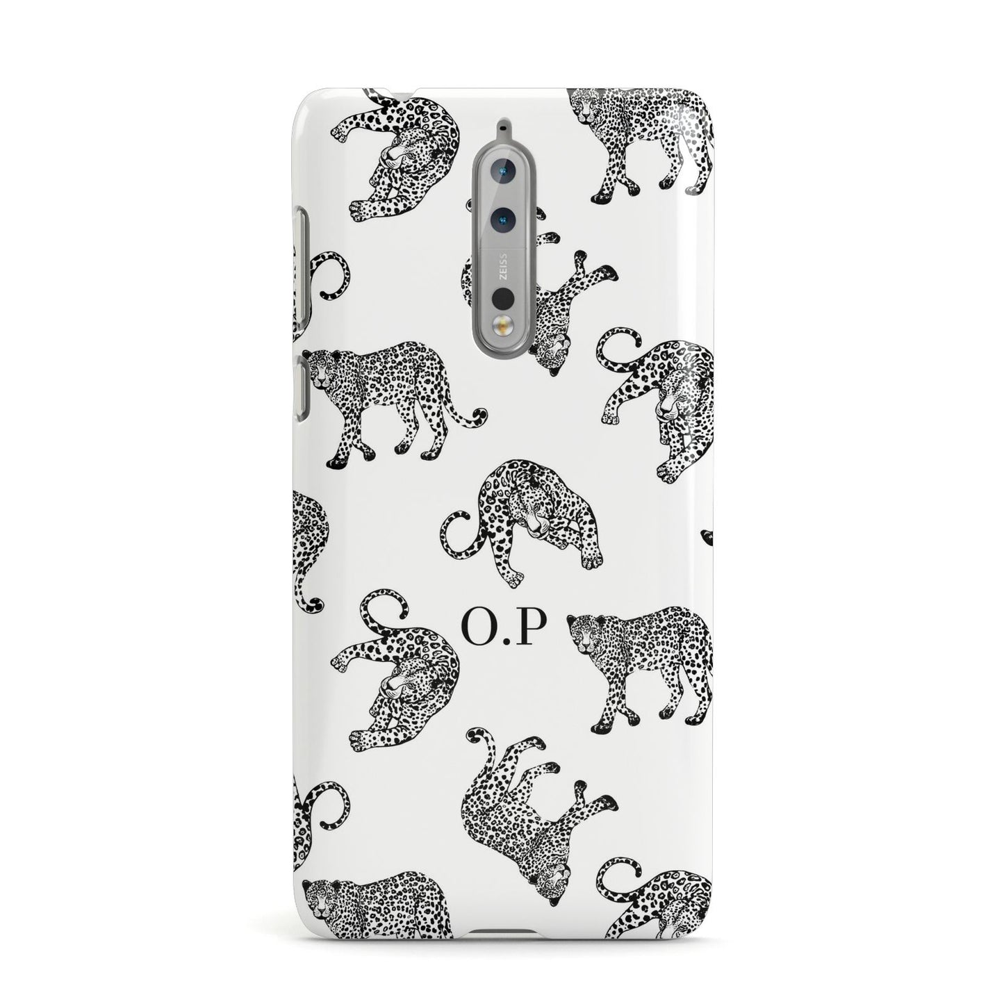 Monochrome Leopard Print Personalised Nokia Case