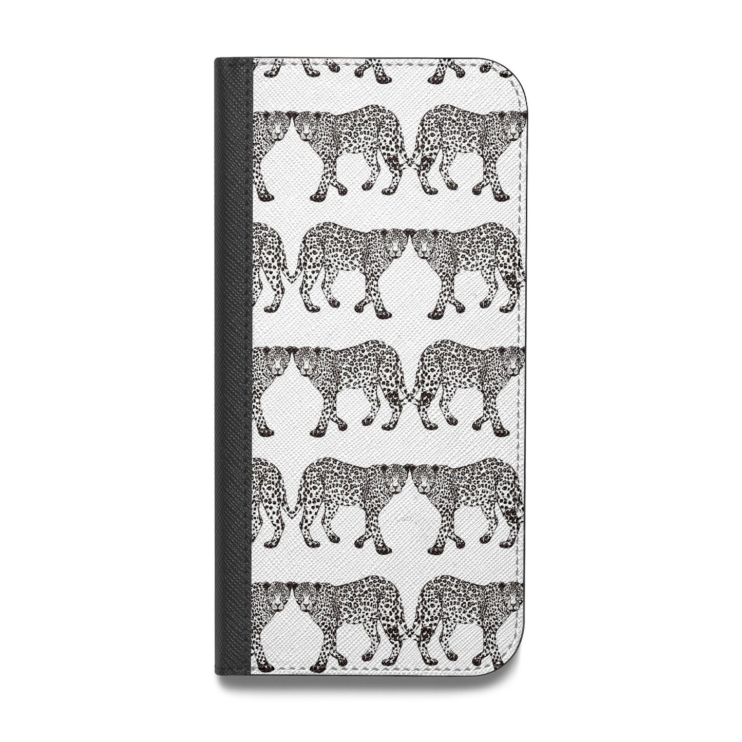 Monochrome Mirrored Leopard Print Vegan Leather Flip Samsung Case