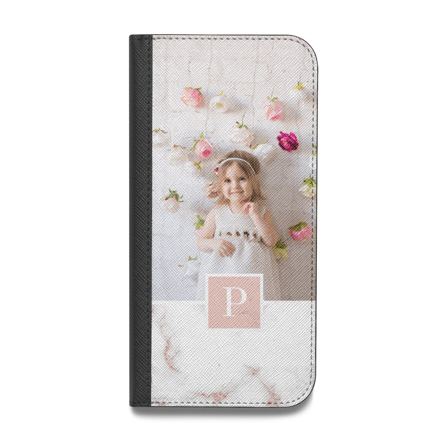 Monogram Marble Photo Upload Vegan Leather Flip Samsung Case