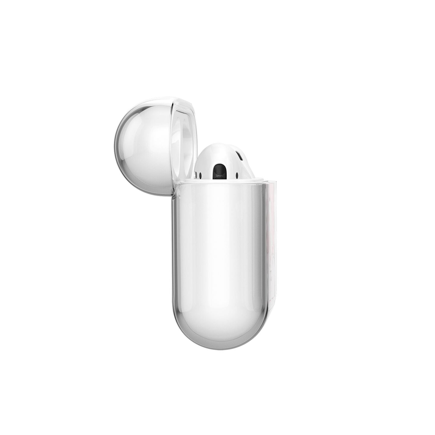 Monogrammed Pink White Ink Marble AirPods Case Side Angle