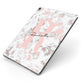 Monogrammed Rose Gold Marble Apple iPad Case on Grey iPad Side View