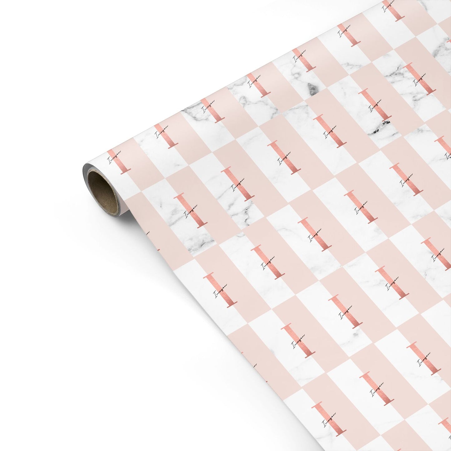 Monogrammed Rose Gold Marble Personalised Gift Wrap
