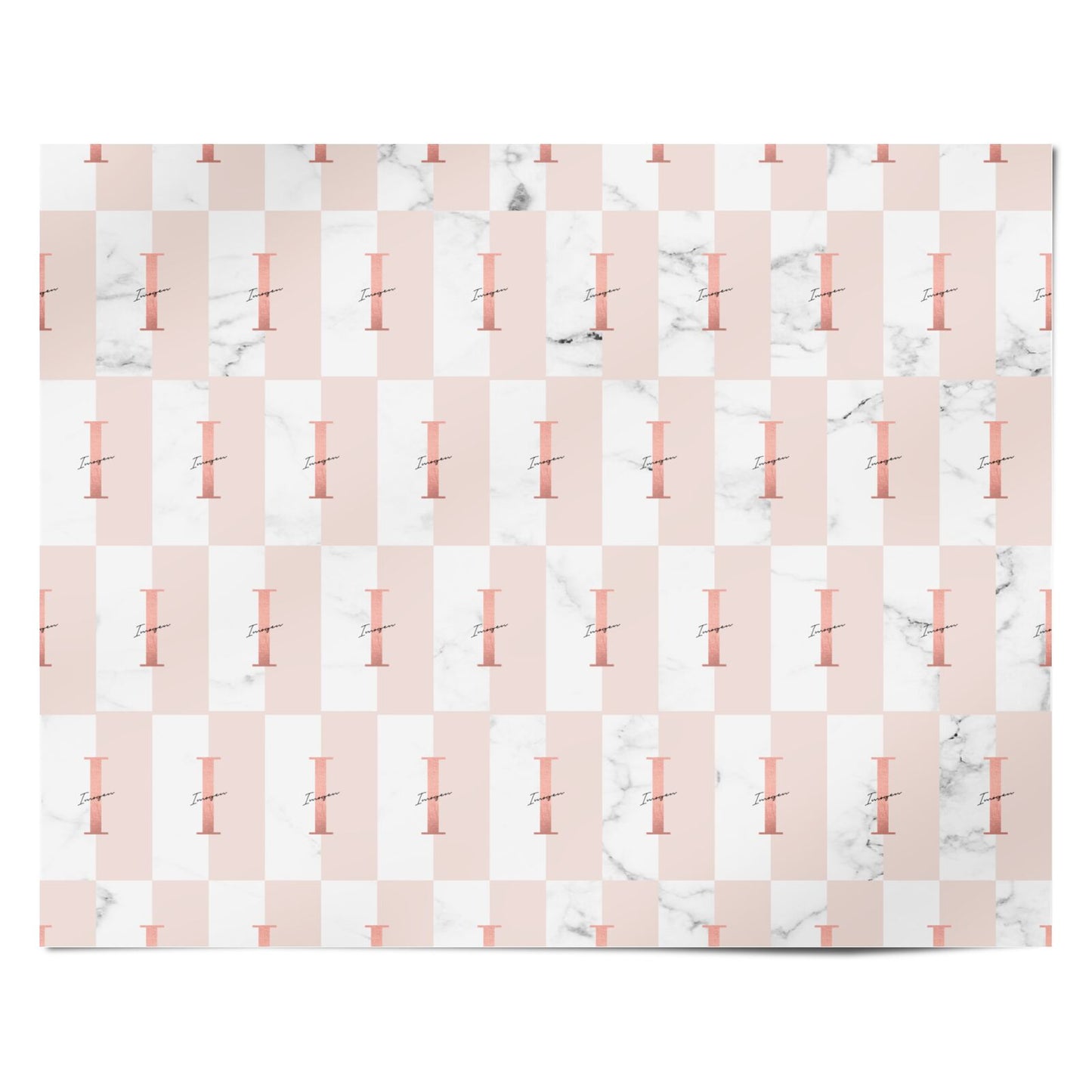 Monogrammed Rose Gold Marble Personalised Wrapping Paper Alternative
