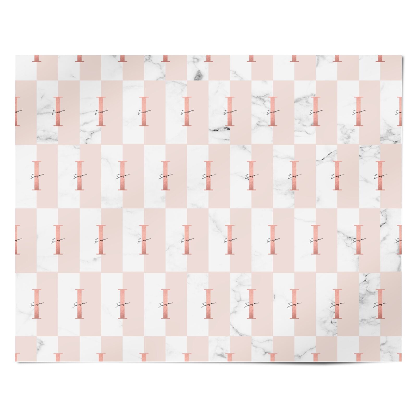 Monogrammed Rose Gold Marble Personalised Wrapping Paper Alternative