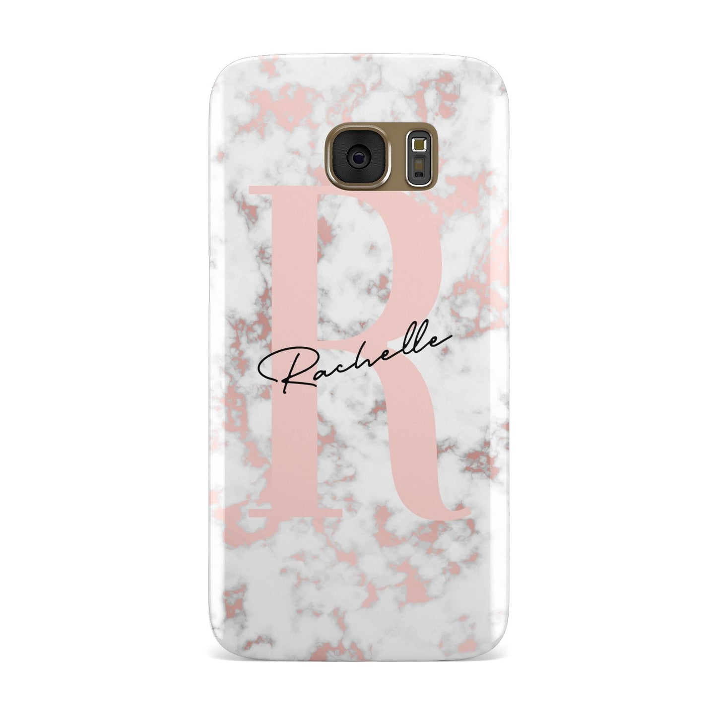 Monogrammed Rose Gold Marble Samsung Galaxy Case