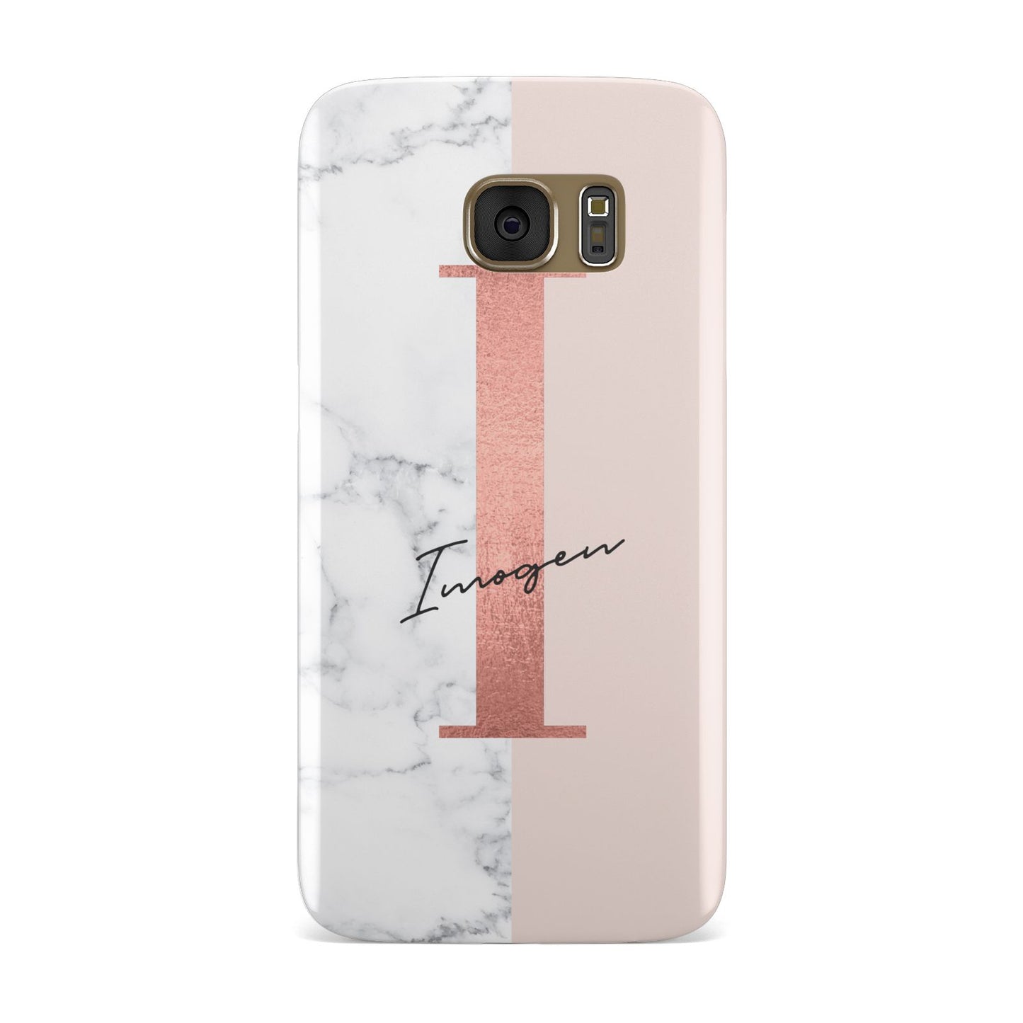Monogrammed Rose Gold Marble Samsung Galaxy Case