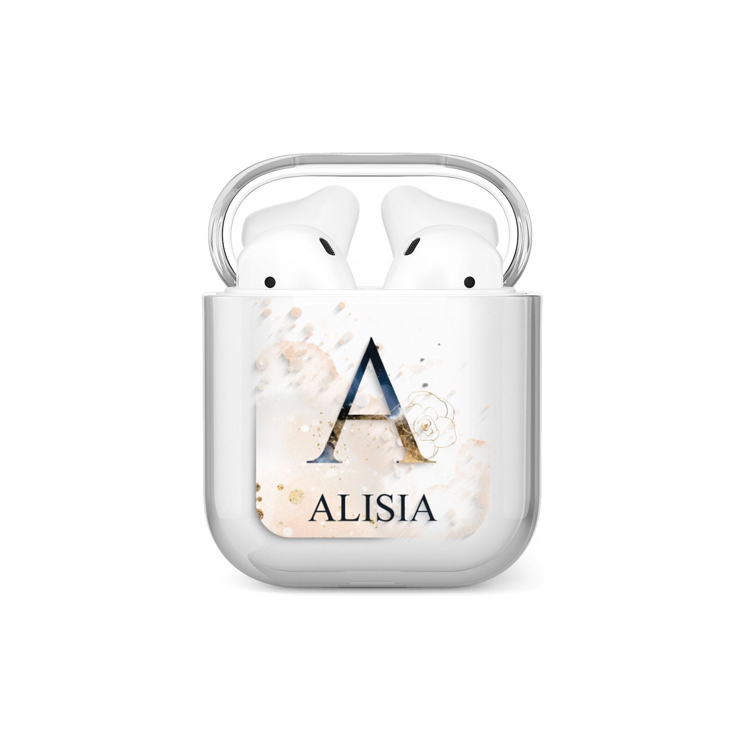 Monogrammed Watercolour Flower Elements AirPods Case