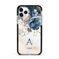 Monogrammed Watercolour Flower Elements Apple iPhone 11 Pro in Silver with Black Impact Case