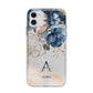 Monogrammed Watercolour Flower Elements Apple iPhone 11 in White with Bumper Case