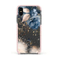 Monogrammed Watercolour Flower Elements Apple iPhone Xs Impact Case Pink Edge on Black Phone